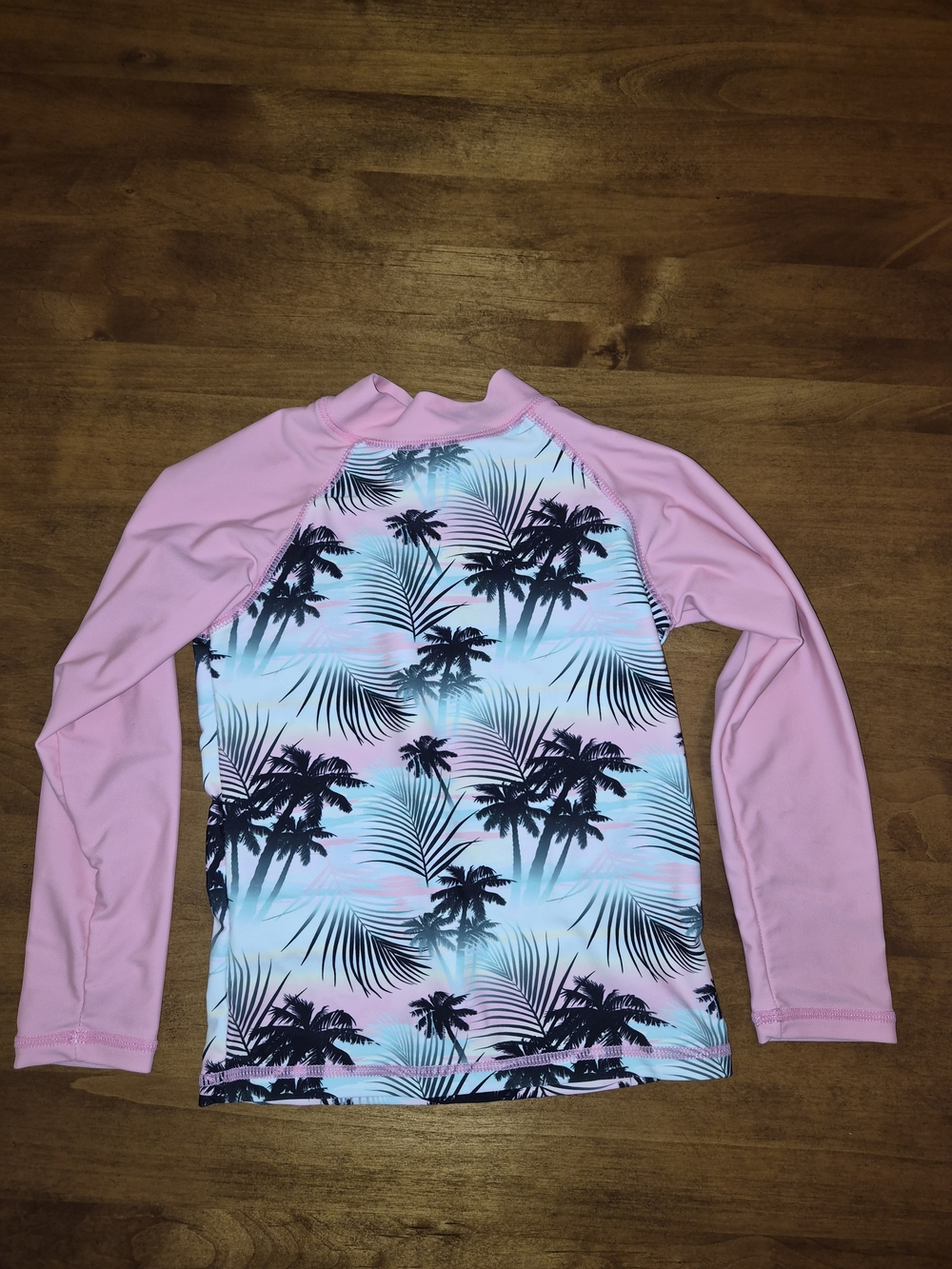 Girls' Coral Tropical Palm Long-Sleeve Rashguard 2 piece Swimsuit Set Sz 4/ 4T - Picture 7 of 11